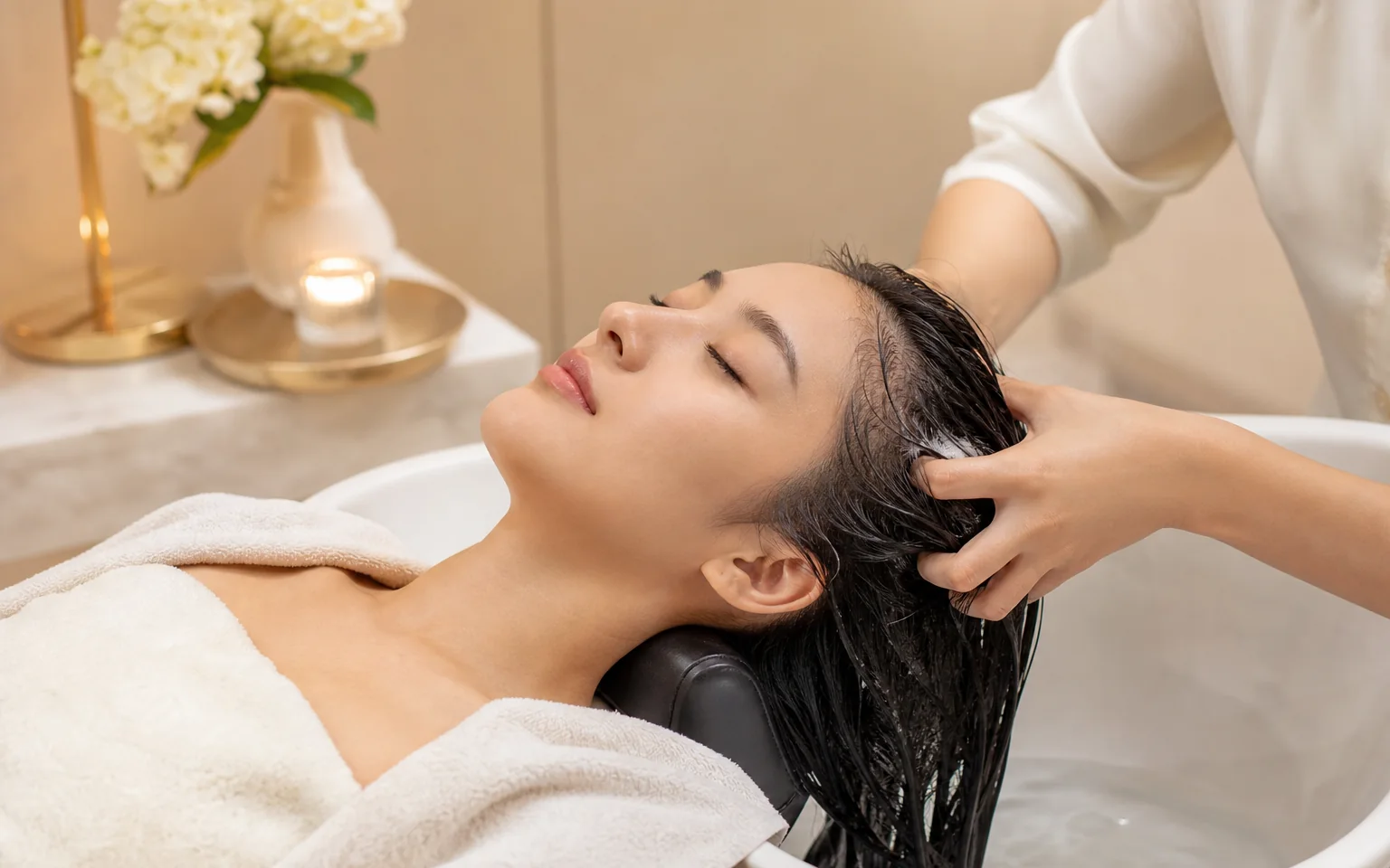 Japanese head spa scalp treatment at Unique Aesthetics in Brantford
