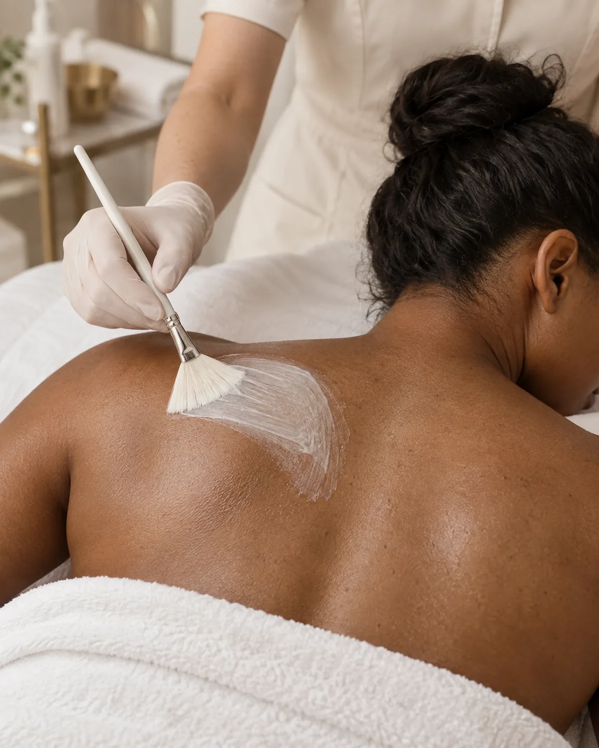 Professional treatment being applied across a client's back at Unique Aesthetics