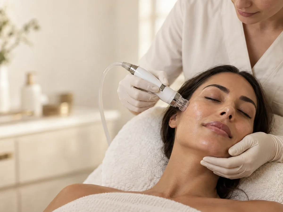 Hydrating facial treatment in progress at Unique Aesthetics in Brantford