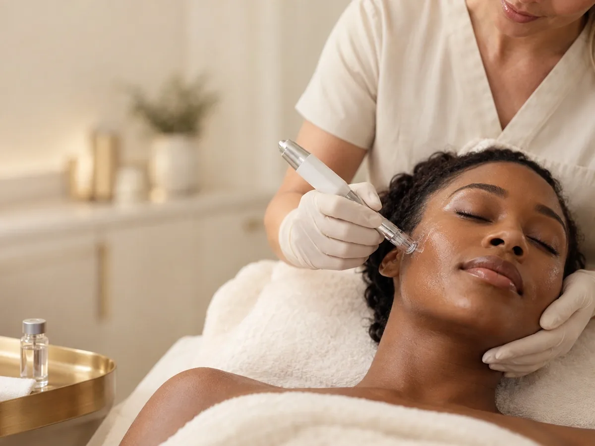 Microneedling treatment in progress at Unique Aesthetics in Brantford